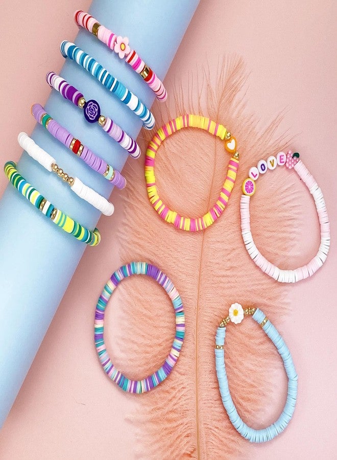 مجموعة أساور صداقة للأطفال من SIELEVIN، 10 قطع، مناسبة للفتيات المراهقات والنساء والفتيات الصغيرات، مصنوعة من خرز طيني ملون، بتصميم مستوحى من أجواء الشاطئ، هدية مثالية. - Image 2